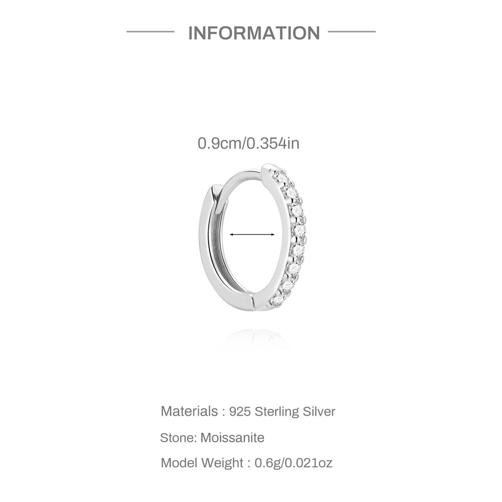 Hoop Earrings Moissanite - 1PC 6/7/8/9mm