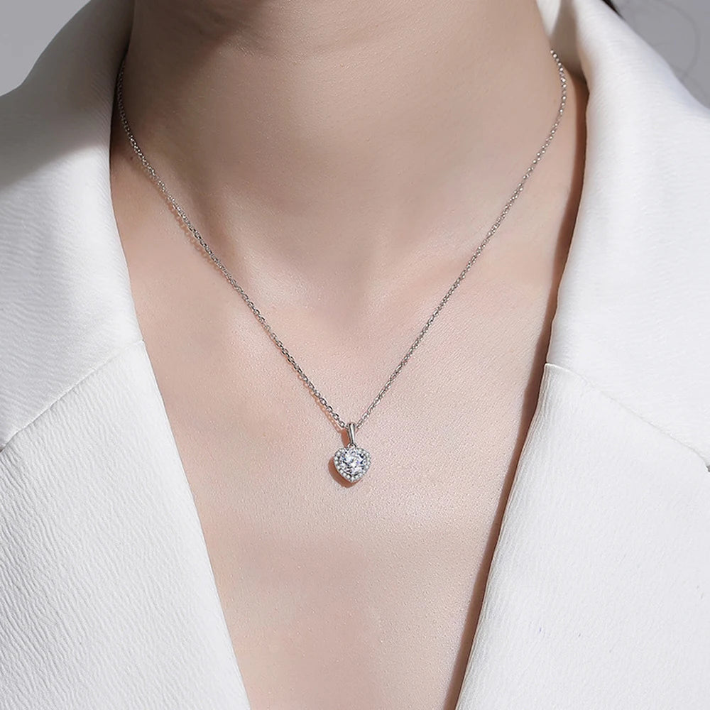 Heart Moissanite Necklace - 1CT