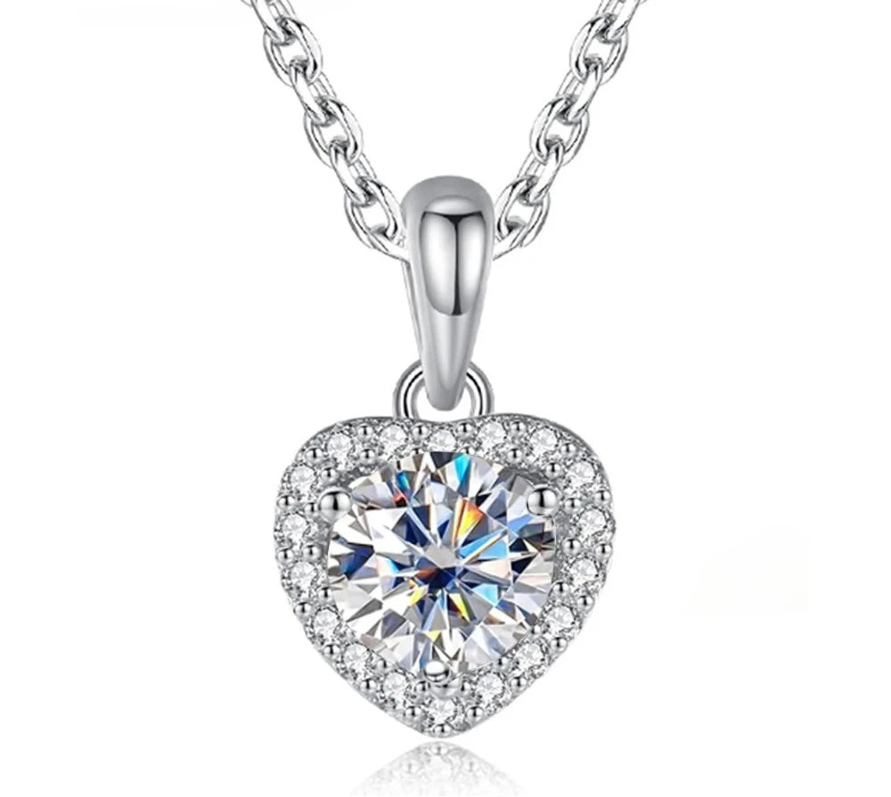 Heart Moissanite Necklace - 1CT