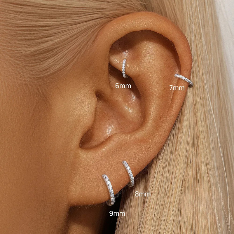 Hoop Earrings Moissanite - 1PC 6/7/8/9mm